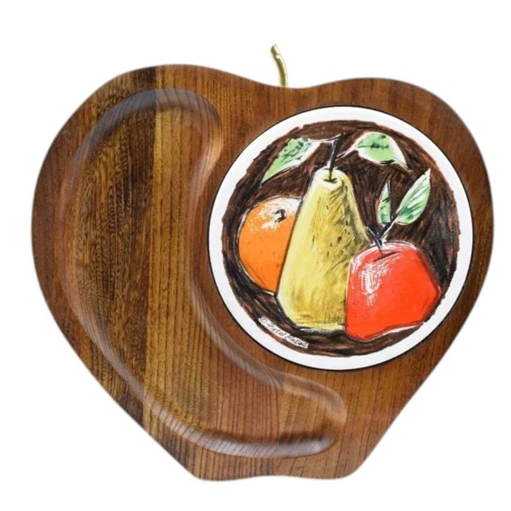 MCM Vintage 1960's Fred Press Cheese Board Apple Design Charcuterie Board
